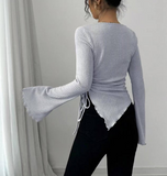 Irregular Slim Design Solid Color Top