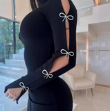 Hot Pressed Long Sleeved Tight Fitting Hip Dress