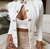 Temperament White Long Sleeved Slim Jacket