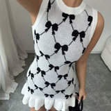 Slim Butterfly Knot Jacquard Pattern Knitted Sleeveless Dress