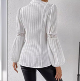 Long Sleeved Women'S White Lace Shirt