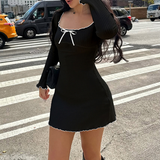 Elegant Temperament Bow Long Sleeved Dress