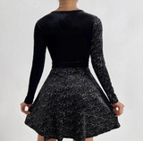 Fashion Elegant Long Sleeved V-Neck Sequined Dress