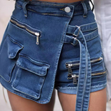 Women'S Zipper Pocket Denim Shorts