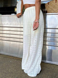 Solid Color Embroidered Casual Pants