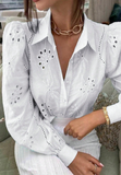 Long Sleeved Women'S Embroidered White Shirt
