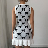 Slim Butterfly Knot Jacquard Pattern Knitted Sleeveless Dress