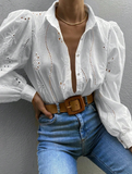 Long Sleeved Women'S Embroidered White Shirt