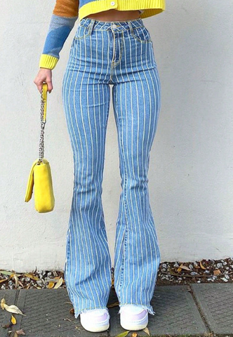 Fashion Striped Flared Jeans