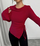 Irregular Slim Design Solid Color Top
