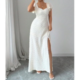 Elegant Temperament Long Sleeves White Dress