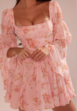 Fashion Sweet Floral Fragments Slim Women'S Long Sleeved Dress
