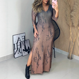 Sexy Women'S Leaf Print V-Neck Dress