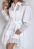 Lace Splicing Long Sleeved Dress