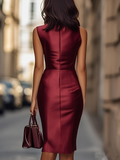 Temperament Fashion Sleeveless Solid Color Hips Dress