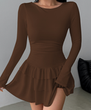 Women'S Solid Color Slim Temperament Long Sleeved Dress