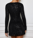 Temperament Elegant Solid Color Sequin Dress