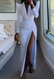 Fashion Women'S White Slit Dress