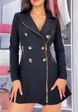 Women's Fashion Design Long Sleeve Button Zipper Dress