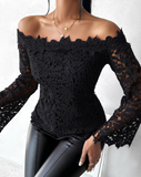 Elegant Long Sleeved Lace Top