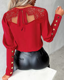 Sexy Lace Splicing Long Sleeved Shirt