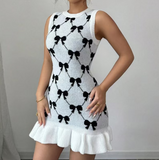 Slim Butterfly Knot Jacquard Pattern Knitted Sleeveless Dress