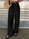 Solid Color Embroidered Casual Pants