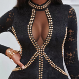 Fashion Women'S Hot Stamping Mesh Lace Dress