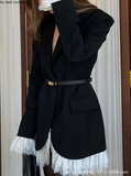 Fashion Women'S Long Sleeved Lace Splicing Dress