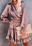 Fashion Long Sleeved V-Neck Dress