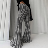 Slim Striped Elastic Flared Pants Casual Pants