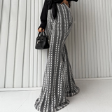 Slim Striped Elastic Flared Pants Casual Pants