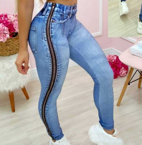 Zipper Women's Blue Skinny Jeans