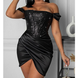 Elegant Women'S Black Sequin Dress