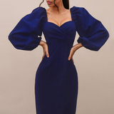 Long-Sleeved Word Shoulder Sexy Backless Slim Dress