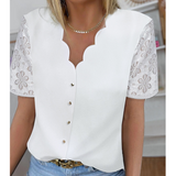 Women'S Lace Stitching Chiffon Shirt