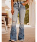 Elegant Casual Ripped Flare Jeans