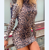 Leopard Print Fashion Long Sleeve Dress