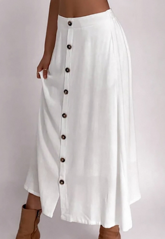 Women's High Waist Bag Hip Single Breasted Temperament White Skirt