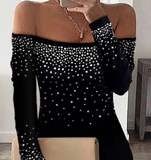 Design Hot Rhinestone One-shoulder Slit Dress