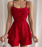 Women'S Sling Slim Sleeveless Red Jumpsuit