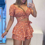 Women Floral Sexy Two-piece Set