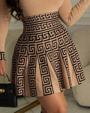 Design Jacquard Long Sleeve Knitting Dress