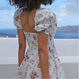 Sexy Low Neck Backless Floral Women's Dress