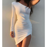 One Shoulder Women Irregular Sexy Slim Dress