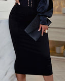 Casual Sexy Long Sleeve Black Dress