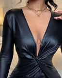 Sexy V-Neck Long Sleeve Slim Dress