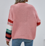 Loose Knitting Women'S Round Neck Stripes Long Sleeve Sweater