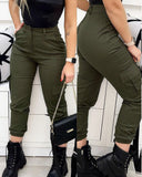 Army Green Slim Casual Pants