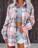 Temperament Plaid Long-Sleeved Cardigan Coat